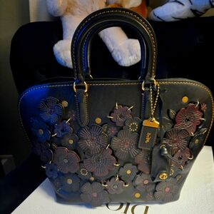 CoachTea Rose Dakota bag top handle with strap black / burgundy- Collector's